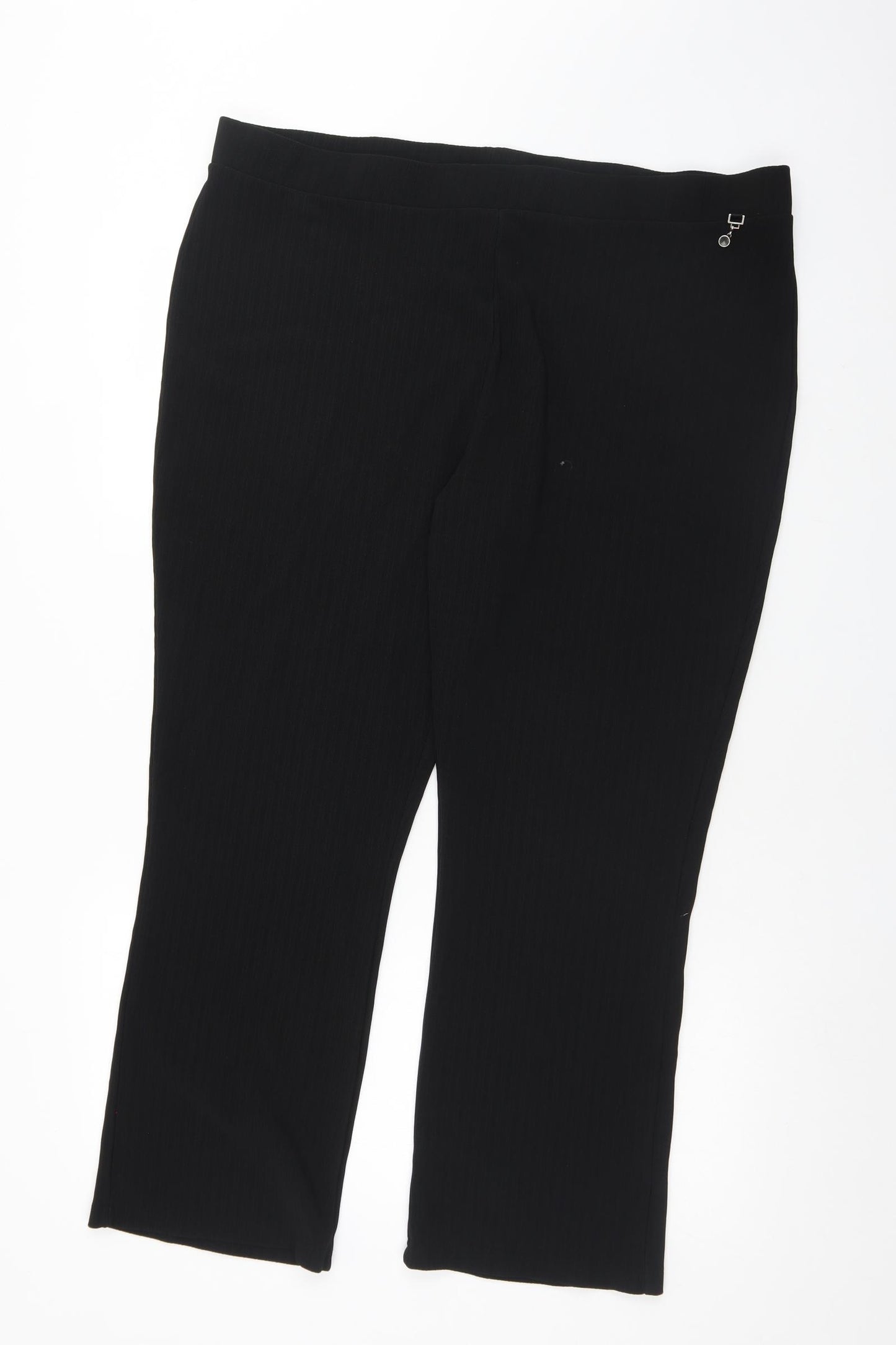Papaya Womens Black Striped Polyester Trousers  Size 22 L27 in Regular