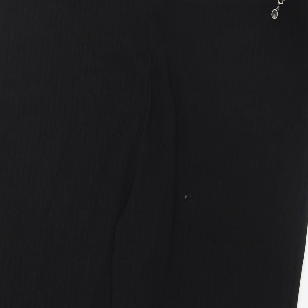Papaya Womens Black Striped Polyester Trousers  Size 22 L27 in Regular