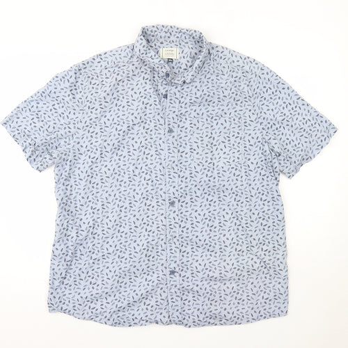 George Mens Blue  Cotton  Button-Up Size XL Collared