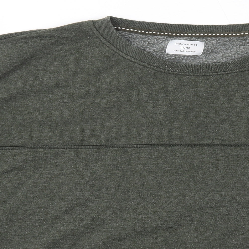 JACK & JONES Mens Green Round Neck  Cotton Pullover Jumper Size 2XL