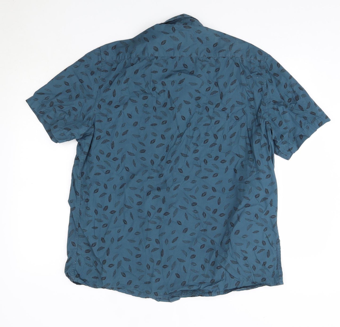 George Mens Blue  Cotton  Button-Up Size XL Collared