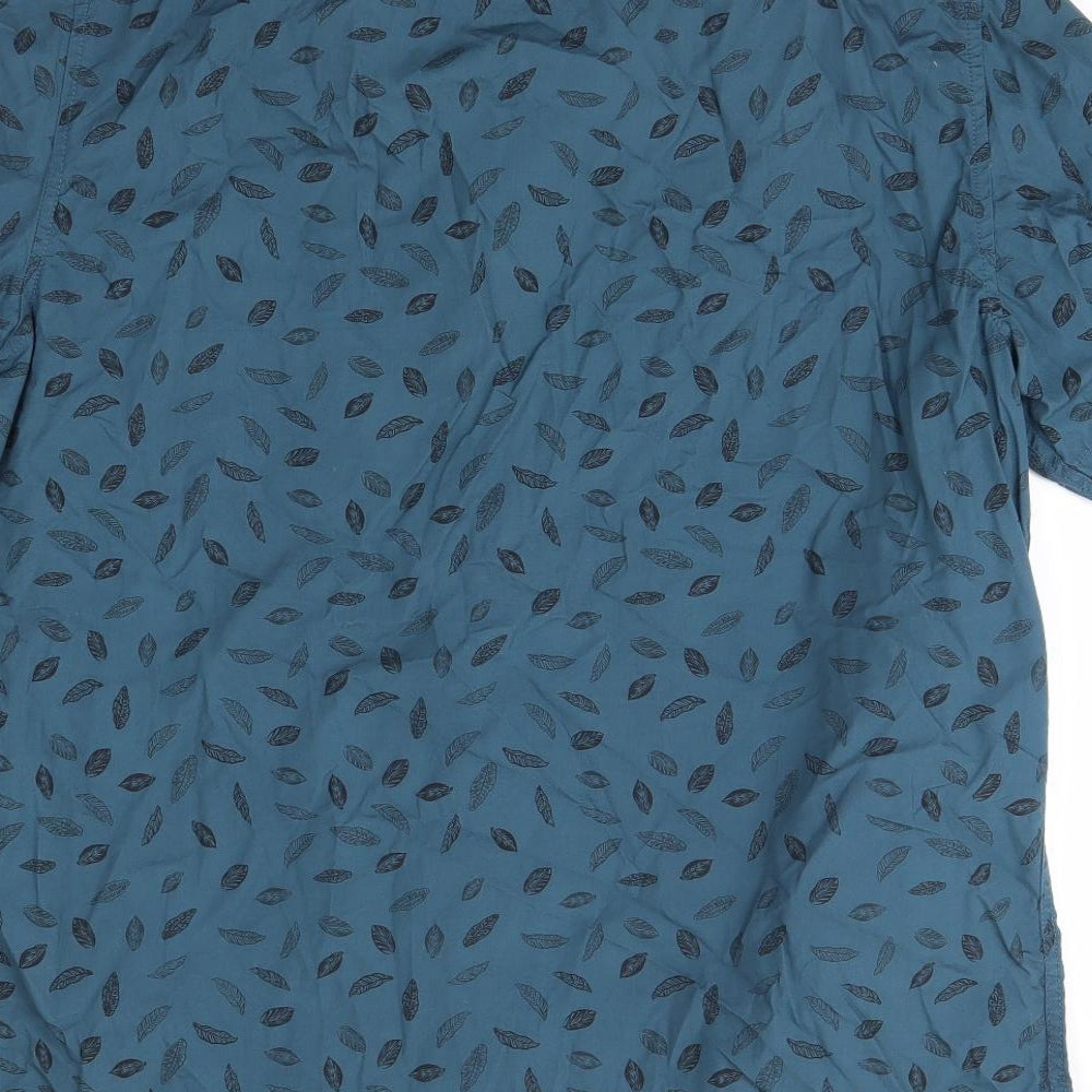 George Mens Blue  Cotton  Button-Up Size XL Collared