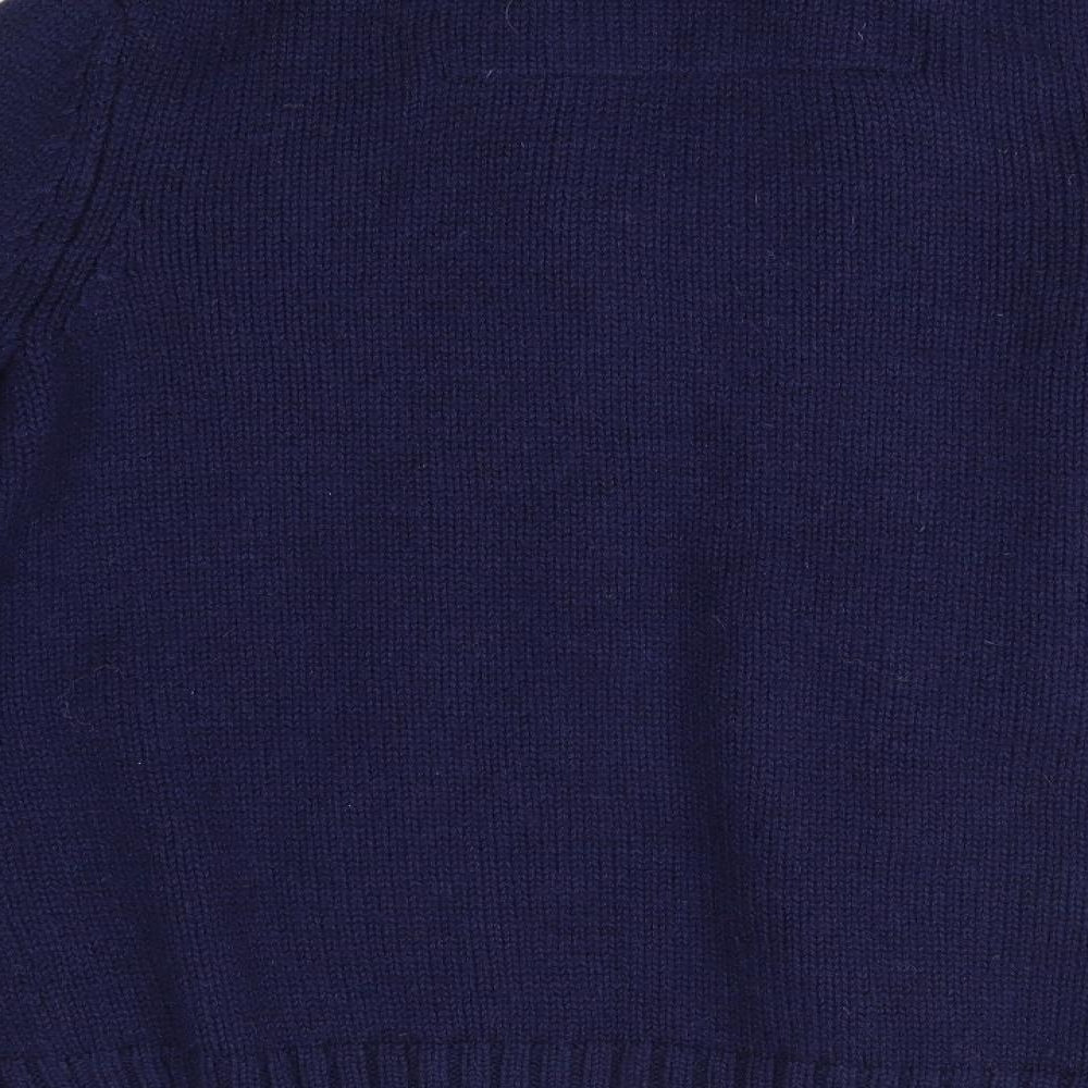 Farah Mens Blue Roll Neck  Wool Cardigan Jumper Size L