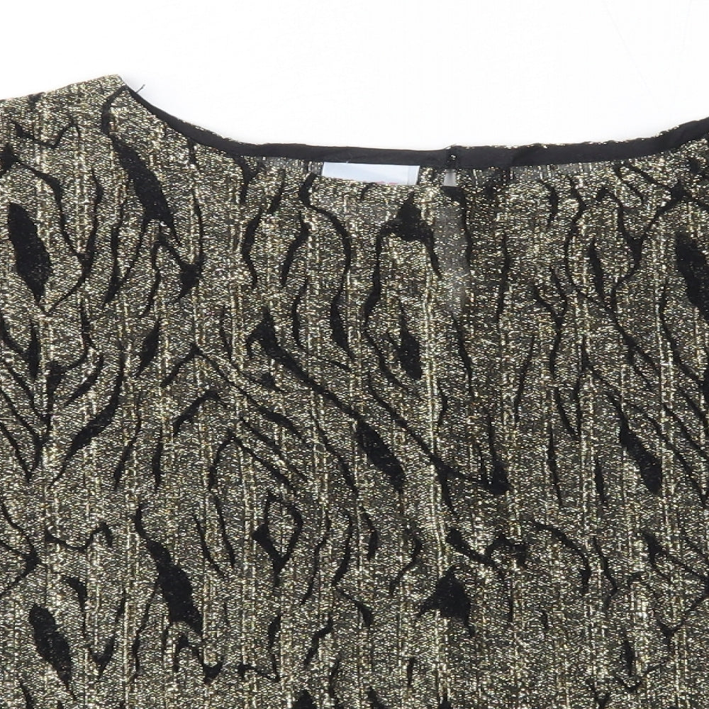 Paige Womens Gold  Nylon Basic Blouse Size L Round Neck