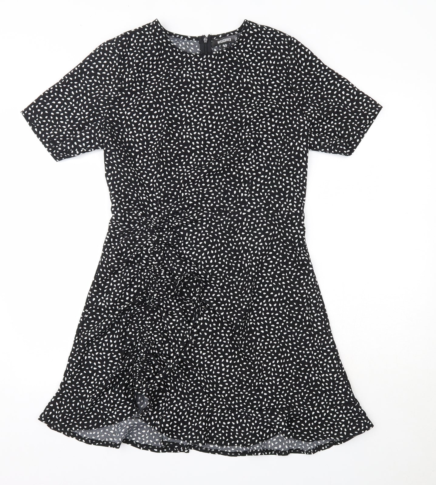 Missguided Womens Black Floral Polyester A-Line  Size 12  Round Neck