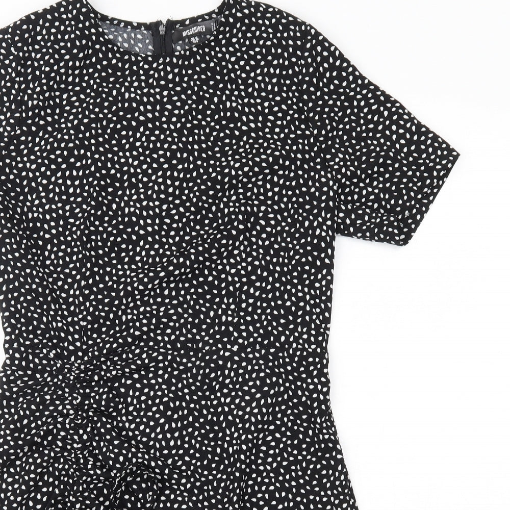 Missguided Womens Black Floral Polyester A-Line  Size 12  Round Neck