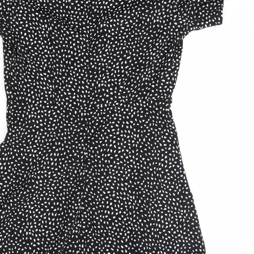 Missguided Womens Black Floral Polyester A-Line  Size 12  Round Neck
