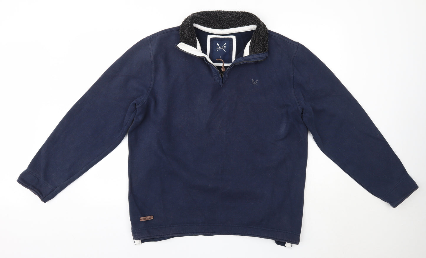 Crew Clothing Mens Blue High Neck  Cotton Pullover Jumper Size L