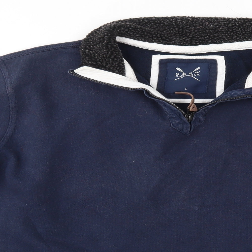 Crew Clothing Mens Blue High Neck  Cotton Pullover Jumper Size L
