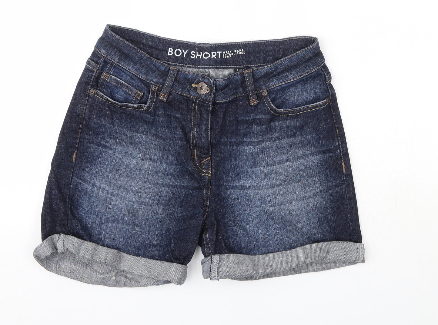 NEXT Womens Blue  Cotton Boyfriend Shorts Size 8  Regular