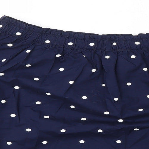 H&M Womens Blue Polka Dot 100% Cotton Basic Blouse Size 6 Off the Shoulder