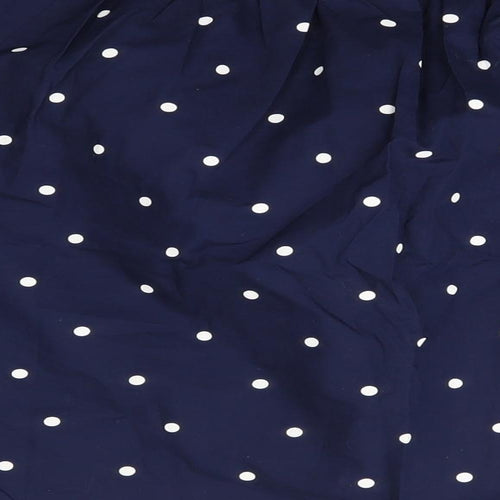 H&M Womens Blue Polka Dot 100% Cotton Basic Blouse Size 6 Off the Shoulder
