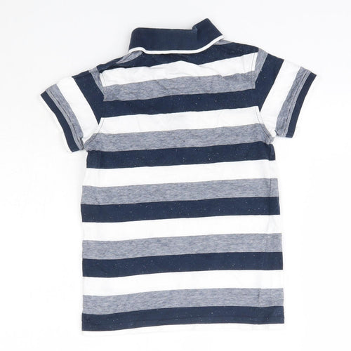 George Boys Blue Striped Cotton Basic Polo Size 5-6 Years Collared