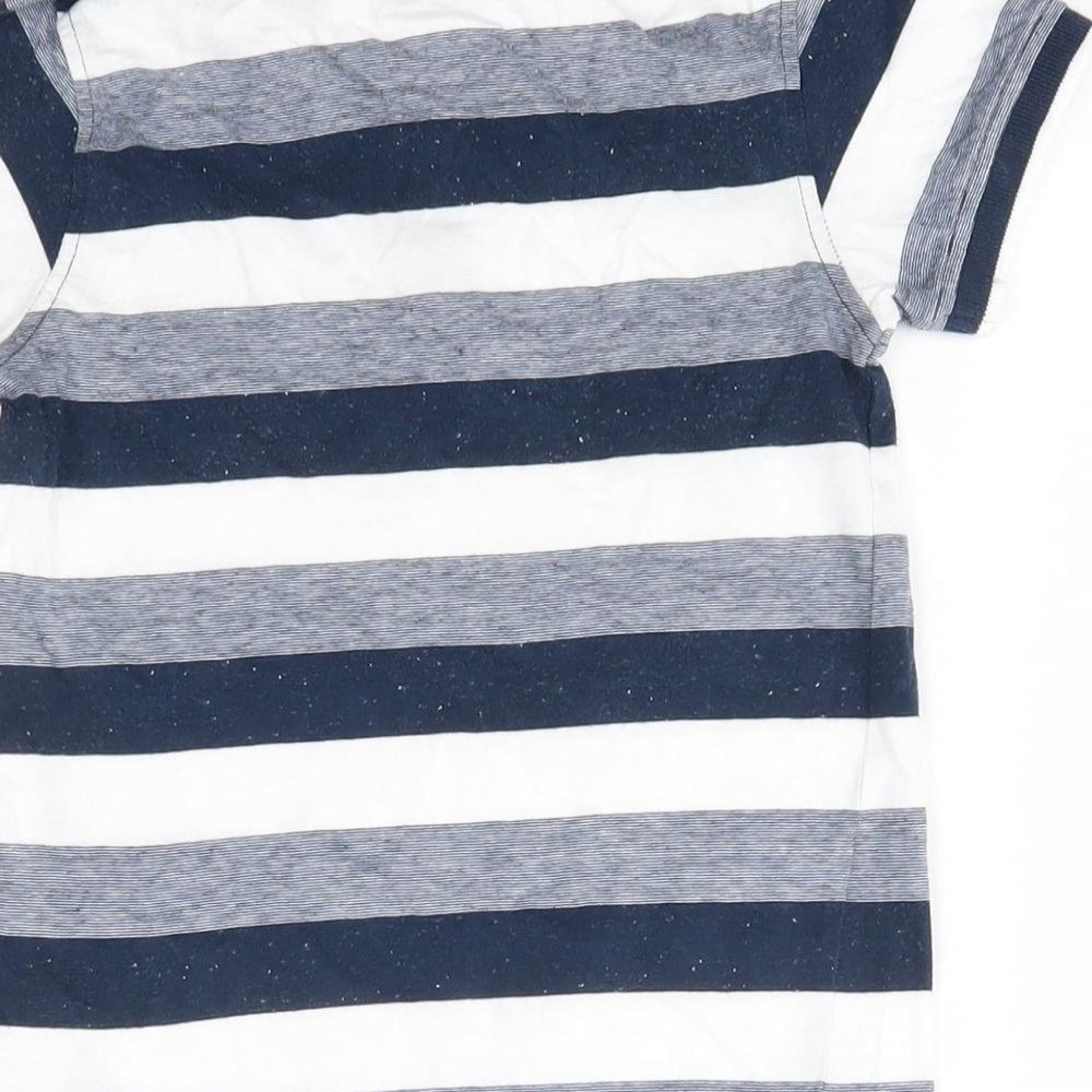 George Boys Blue Striped Cotton Basic Polo Size 5-6 Years Collared