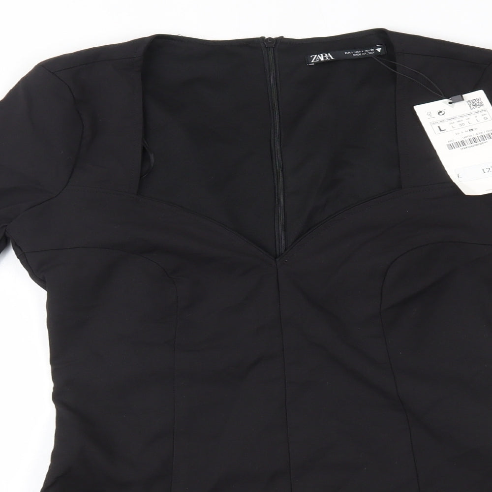 Zara Womens Black  Polyester Bodysuit One-Piece Size L