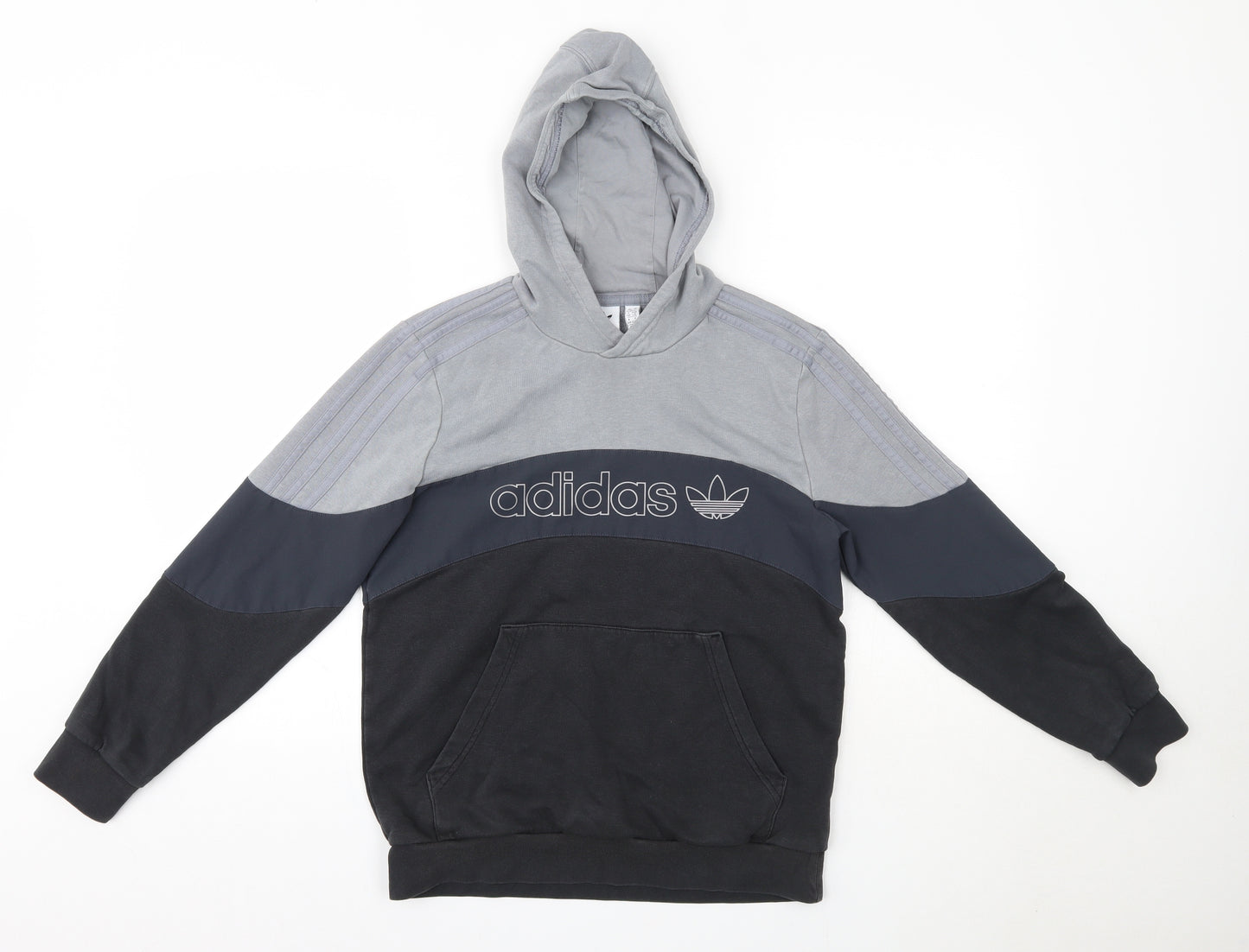 adidas Boys Grey  Cotton Pullover Hoodie Size 13-14 Years