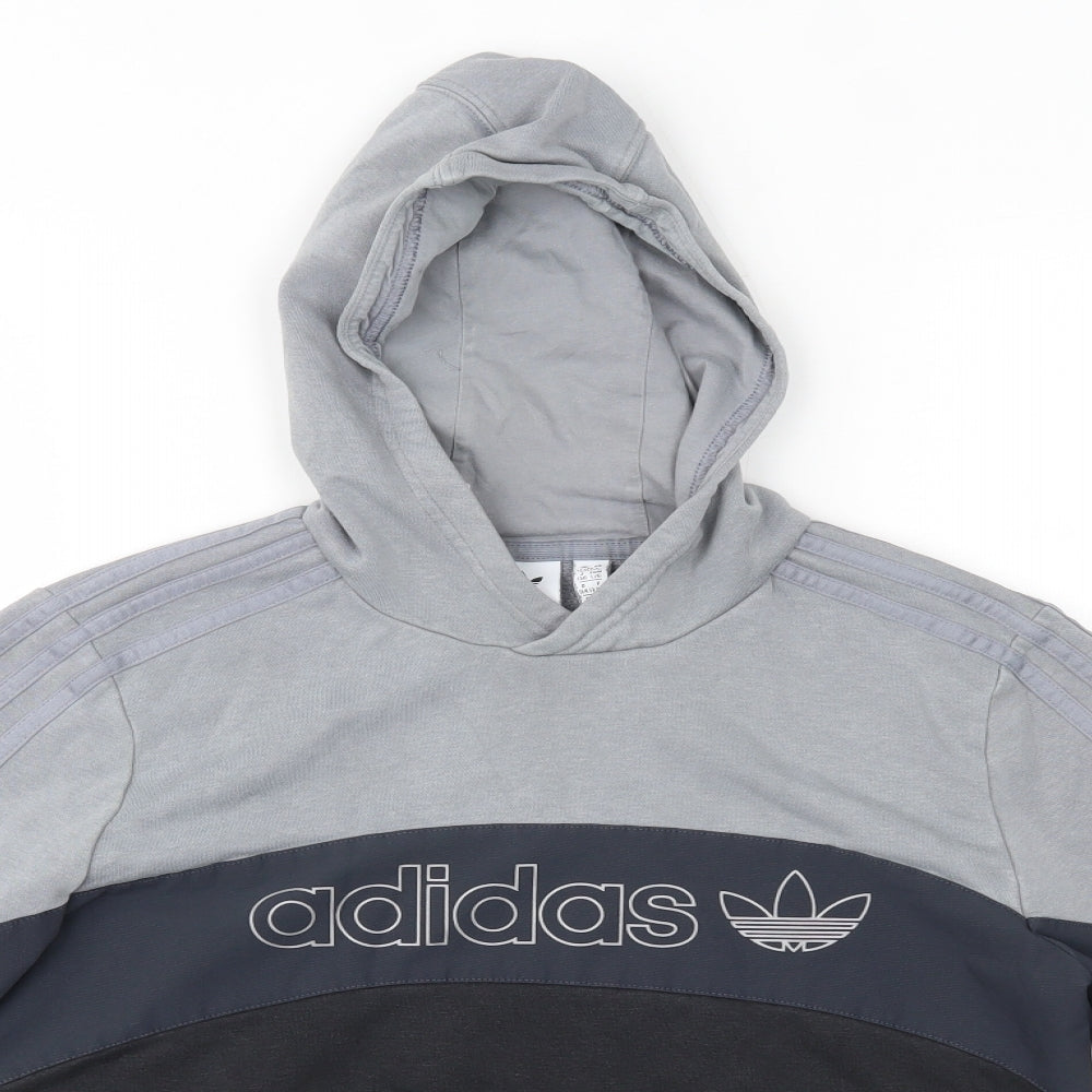 adidas Boys Grey  Cotton Pullover Hoodie Size 13-14 Years