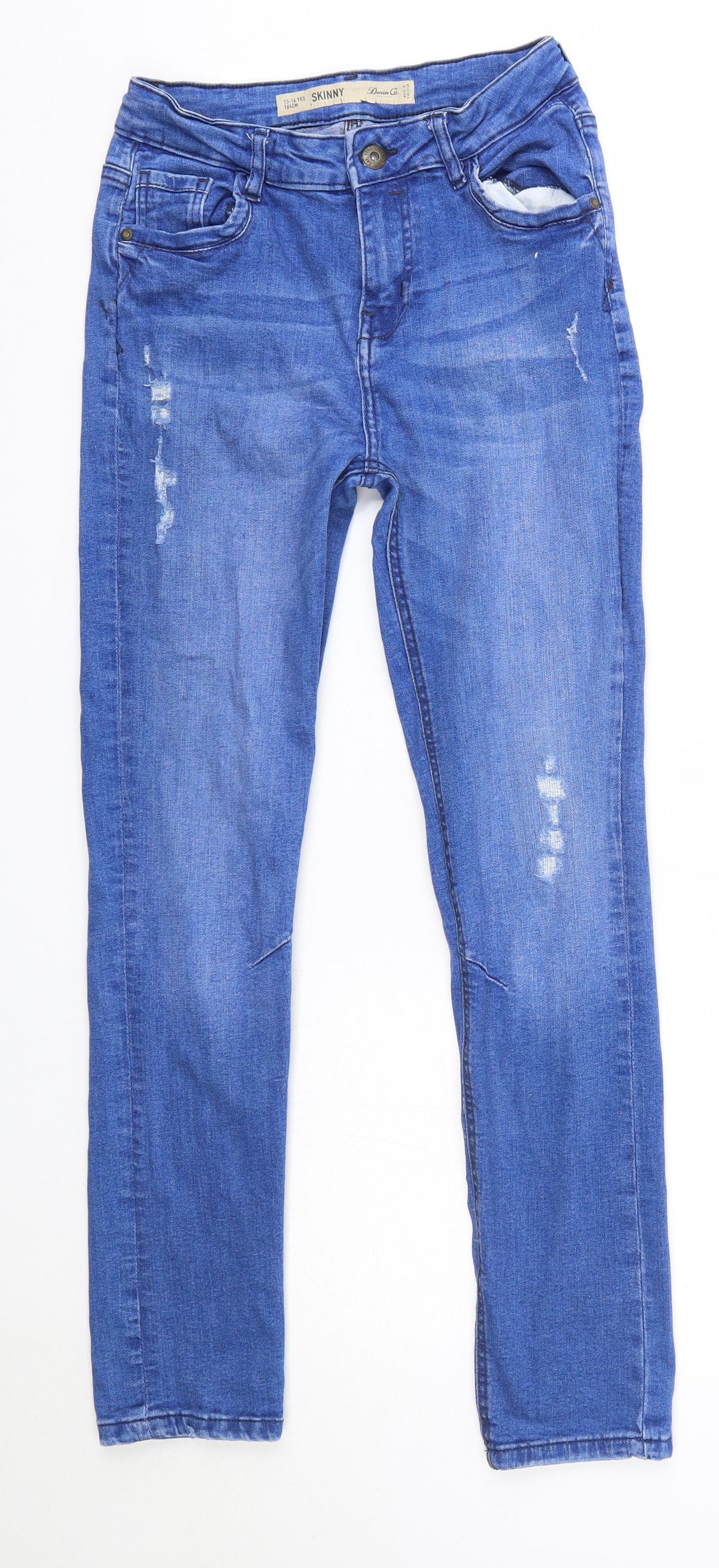Primark Boys Blue  Cotton Straight Jeans Size 13-14 Years  Regular