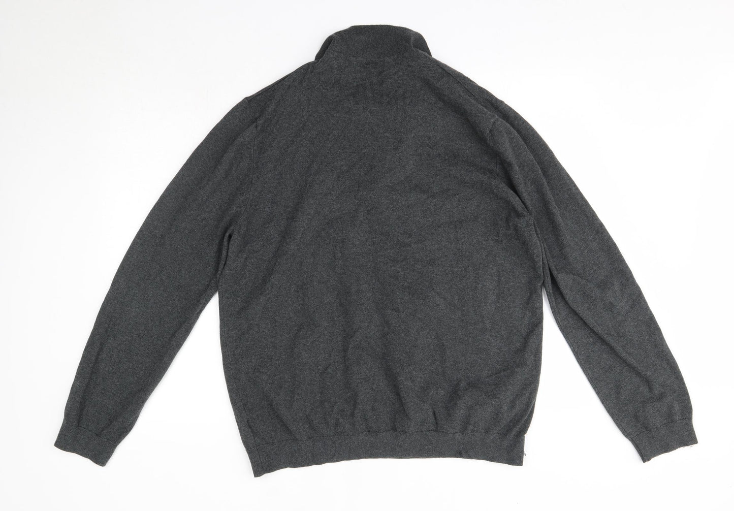 M&S Mens Grey Collared  Cotton Pullover Jumper Size 2XL