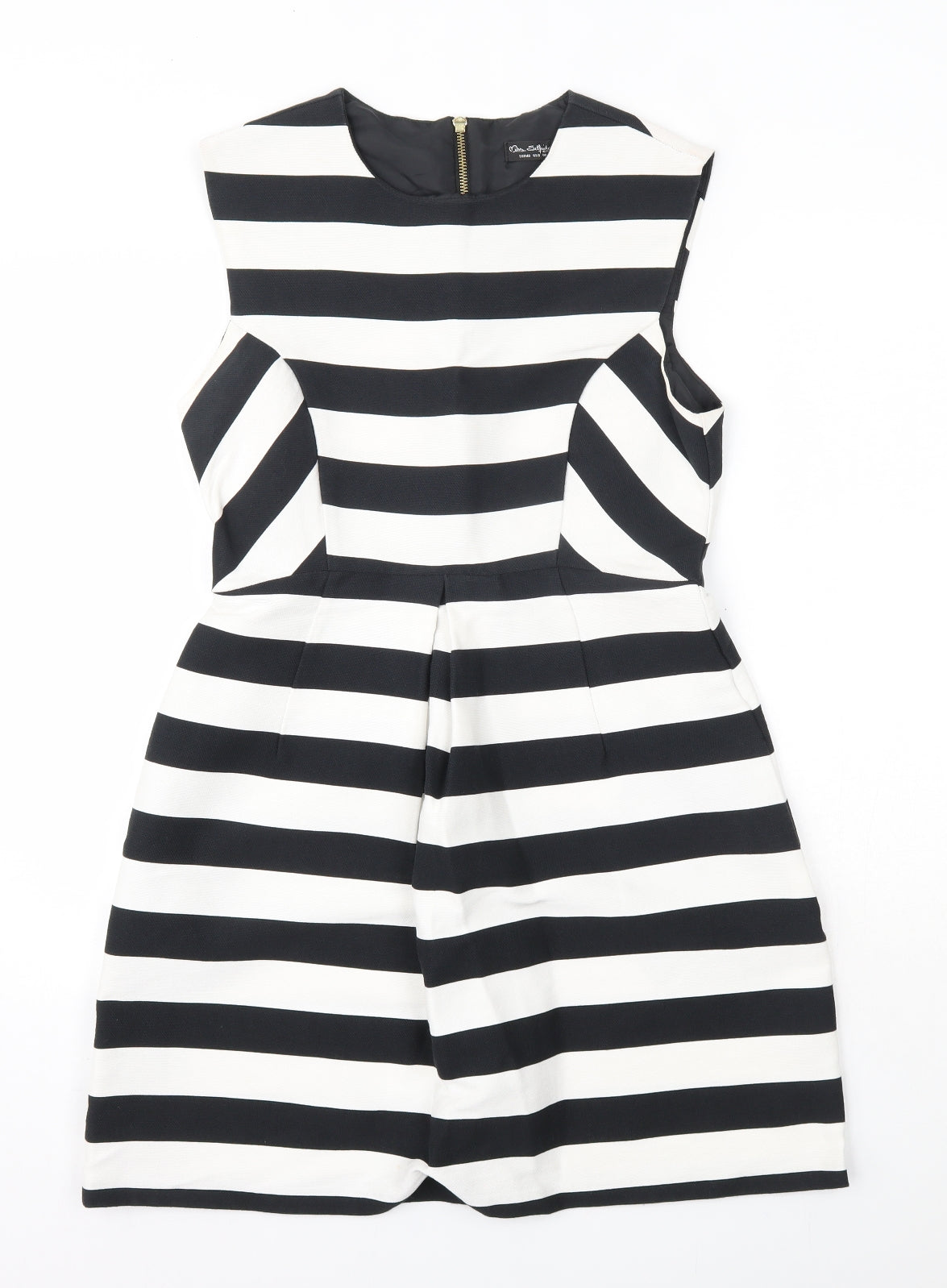 Miss Selfridge Womens Multicoloured Striped Cotton A-Line  Size 12  Round Neck