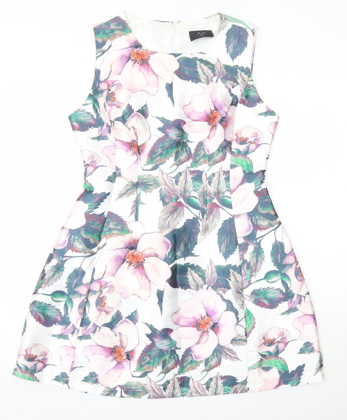 AX Paris Womens Multicoloured Floral Polyester A-Line  Size 14  Round Neck