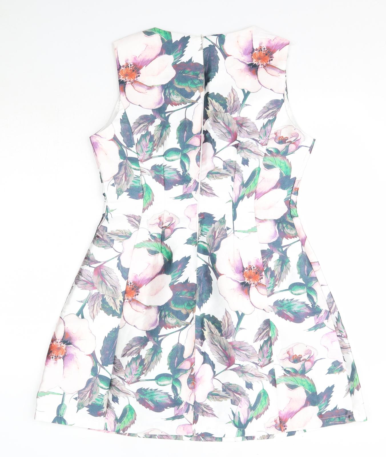 AX Paris Womens Multicoloured Floral Polyester A-Line  Size 14  Round Neck