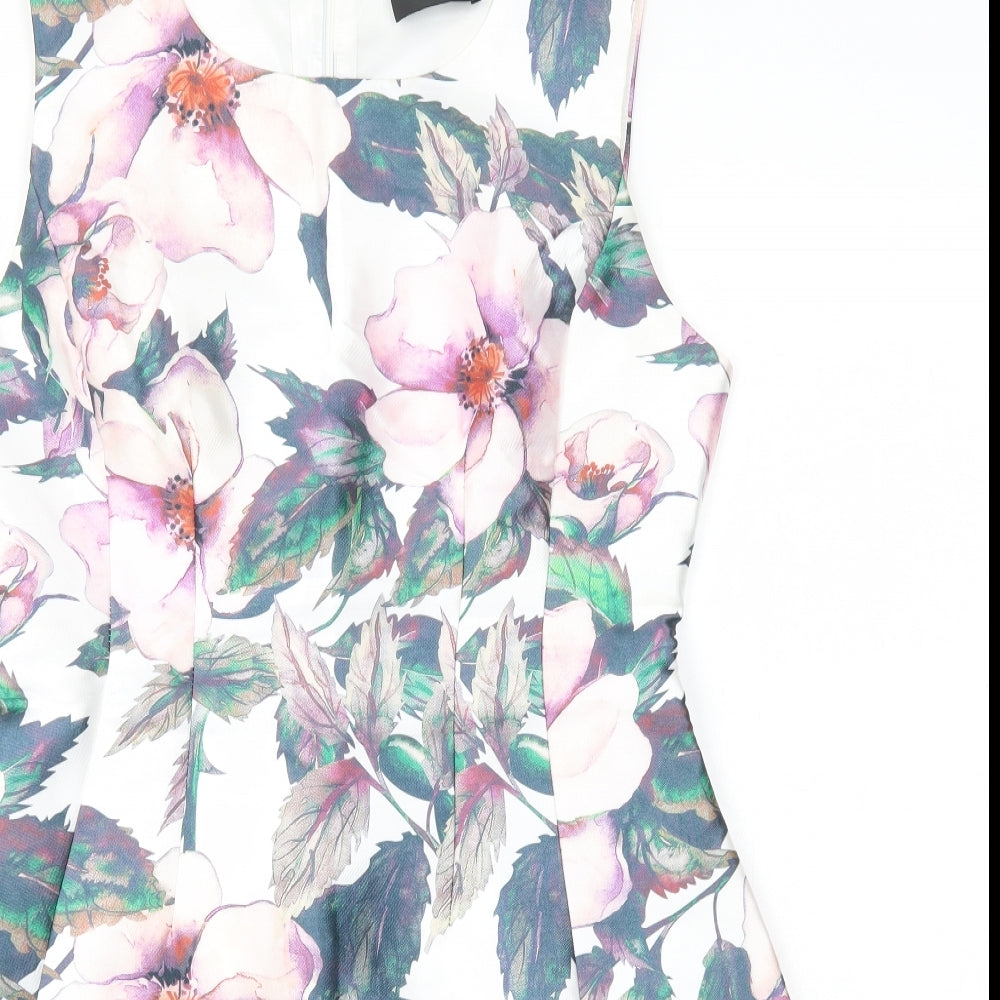 AX Paris Womens Multicoloured Floral Polyester A-Line  Size 14  Round Neck