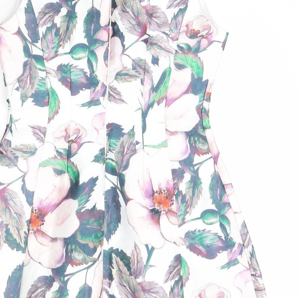 AX Paris Womens Multicoloured Floral Polyester A-Line  Size 14  Round Neck