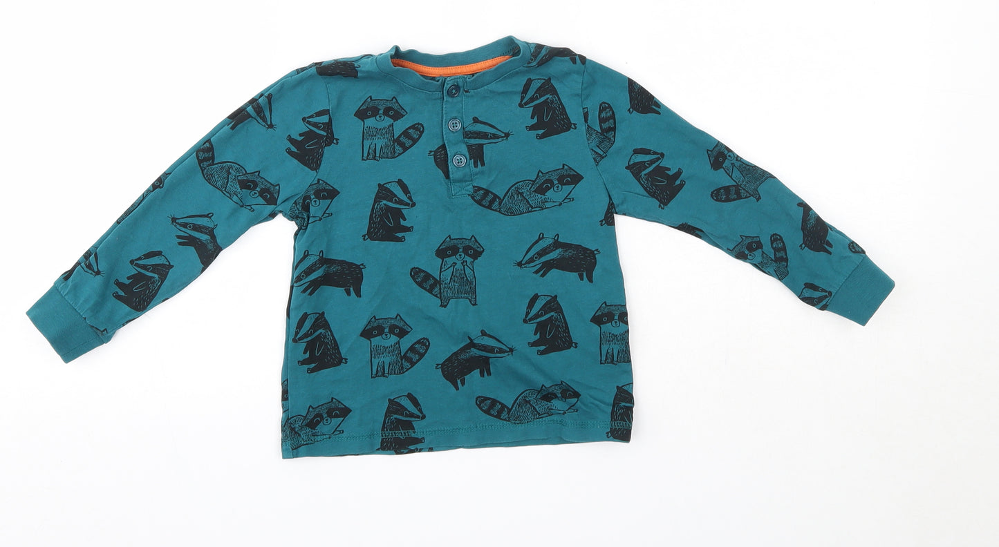 George Boys Blue  100% Cotton Basic Casual Size 3-4 Years Round Neck  - Badger