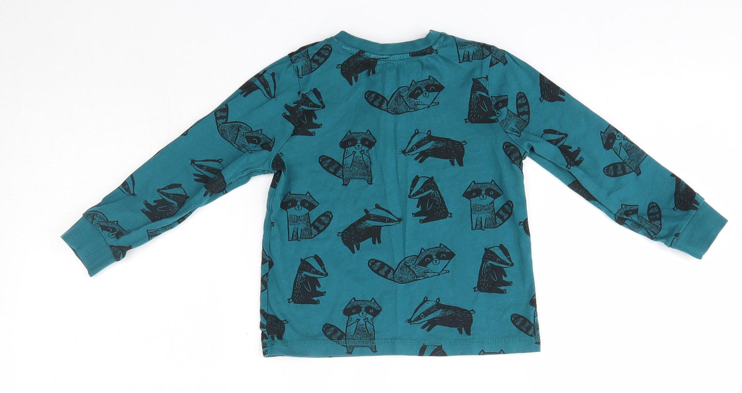 George Boys Blue  100% Cotton Basic Casual Size 3-4 Years Round Neck  - Badger
