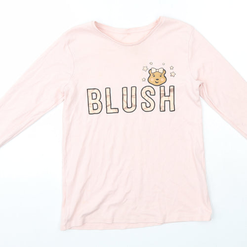 George Girls Pink  Cotton Basic Casual Size 13-14 Years Round Neck  - Pudsey Blush
