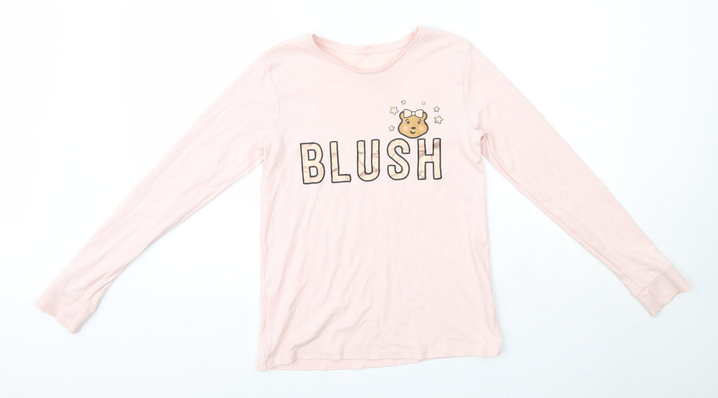 George Girls Pink  Cotton Basic Casual Size 13-14 Years Round Neck  - Pudsey Blush