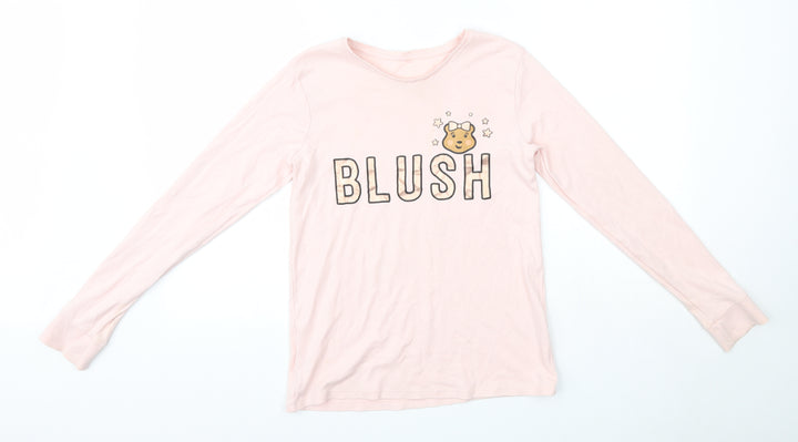 George Girls Pink  Cotton Basic Casual Size 13-14 Years Round Neck  - Pudsey Blush