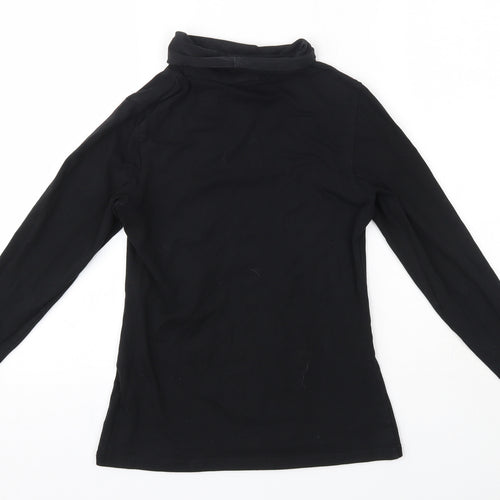 Crane Womens Black  Cotton Basic Blouse Size S Roll Neck