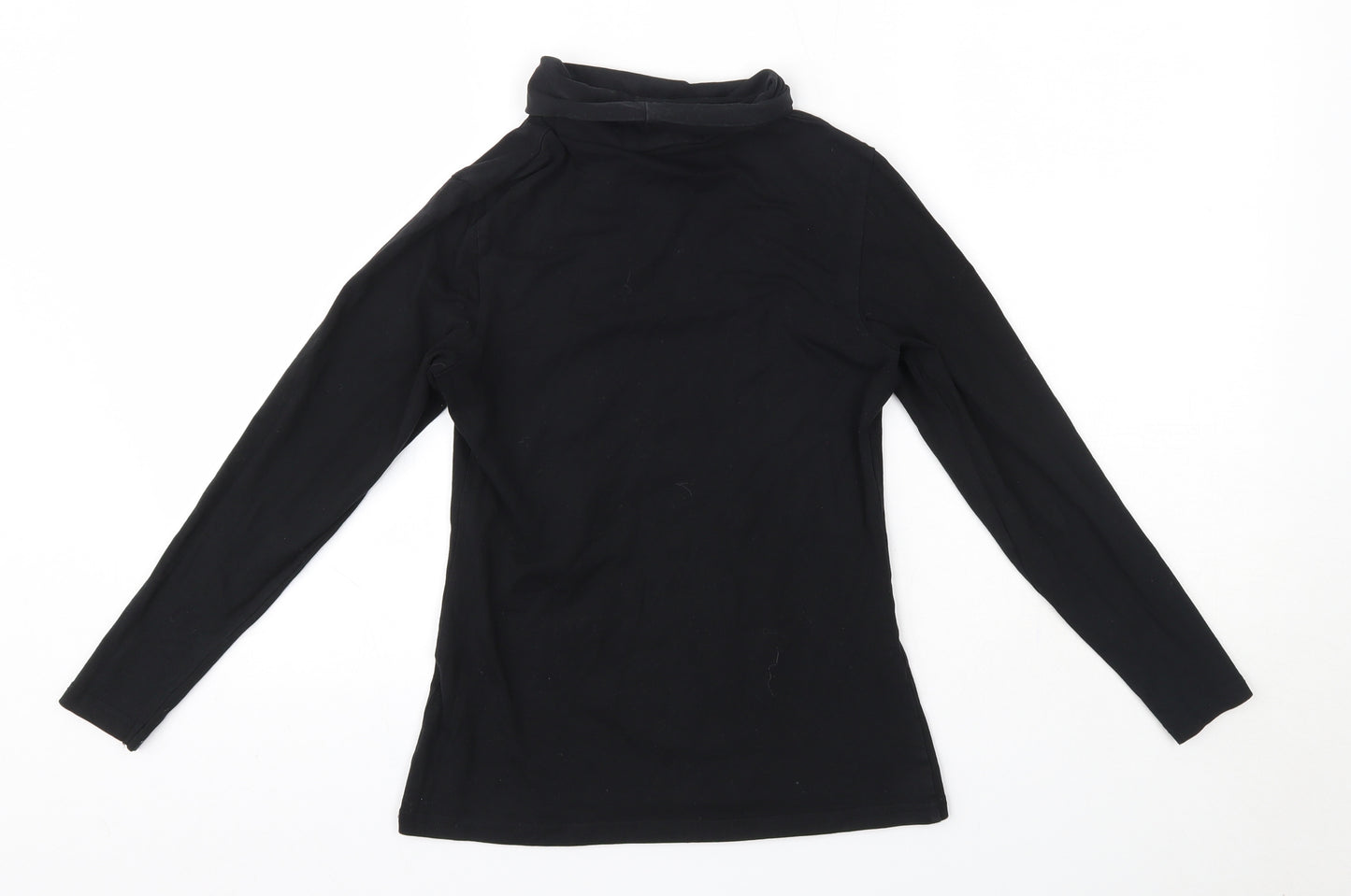 Crane Womens Black  Cotton Basic Blouse Size S Roll Neck