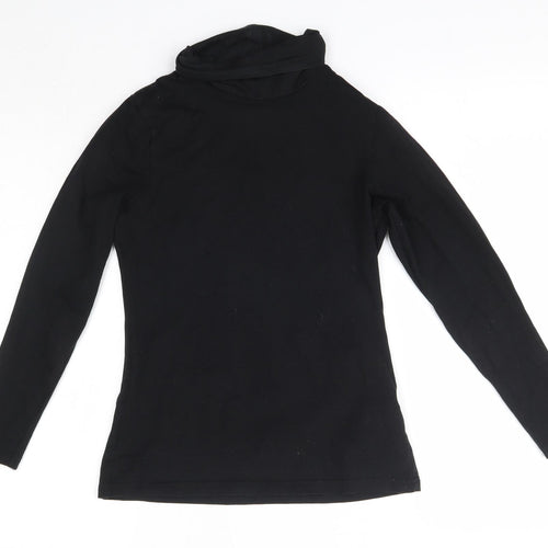 Crane Womens Black  Cotton Basic Blouse Size S Roll Neck