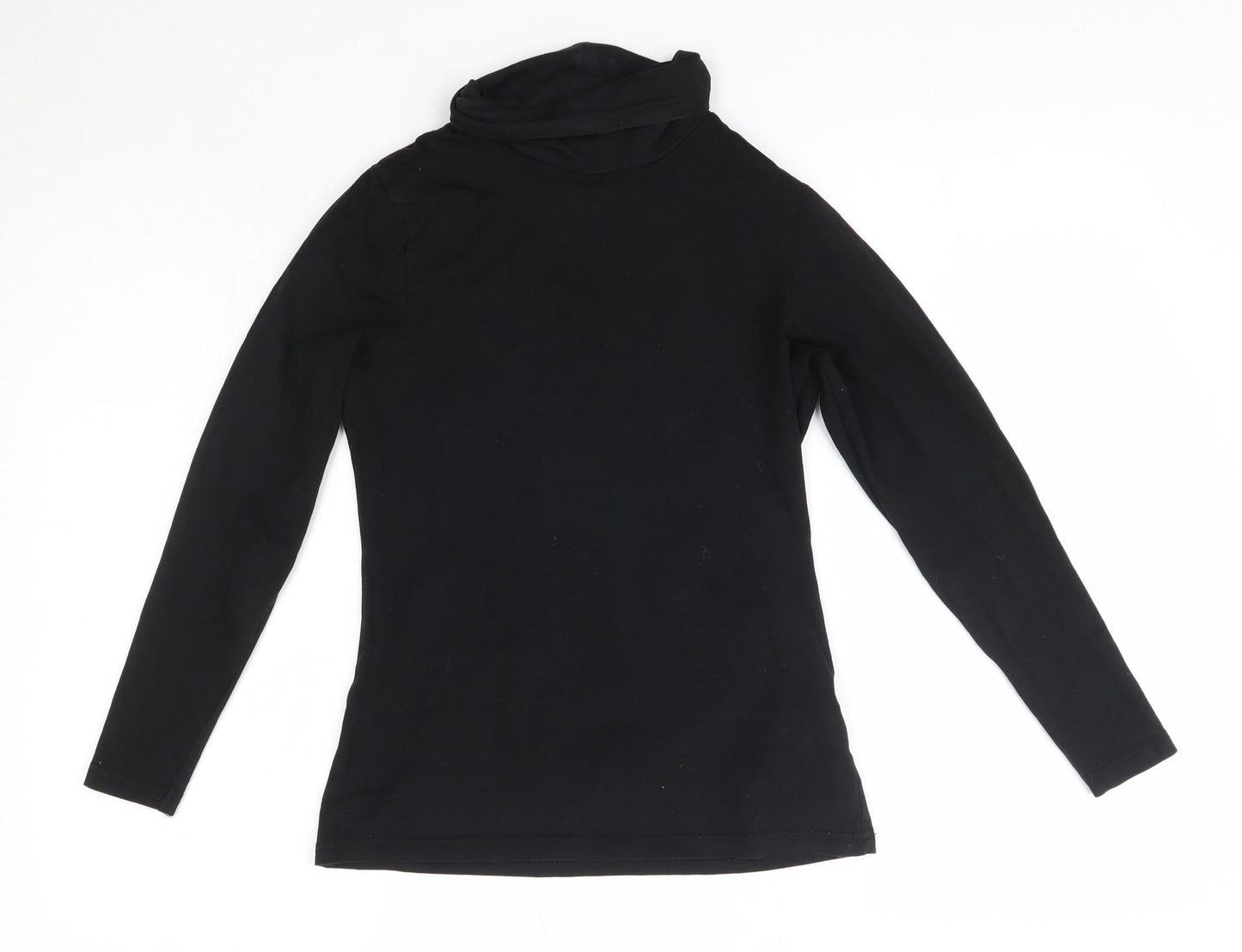 Crane Womens Black  Cotton Basic Blouse Size S Roll Neck