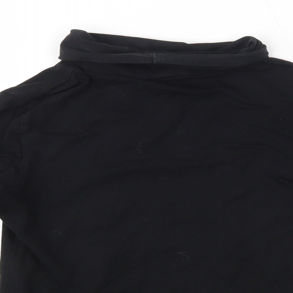 Crane Womens Black  Cotton Basic Blouse Size S Roll Neck