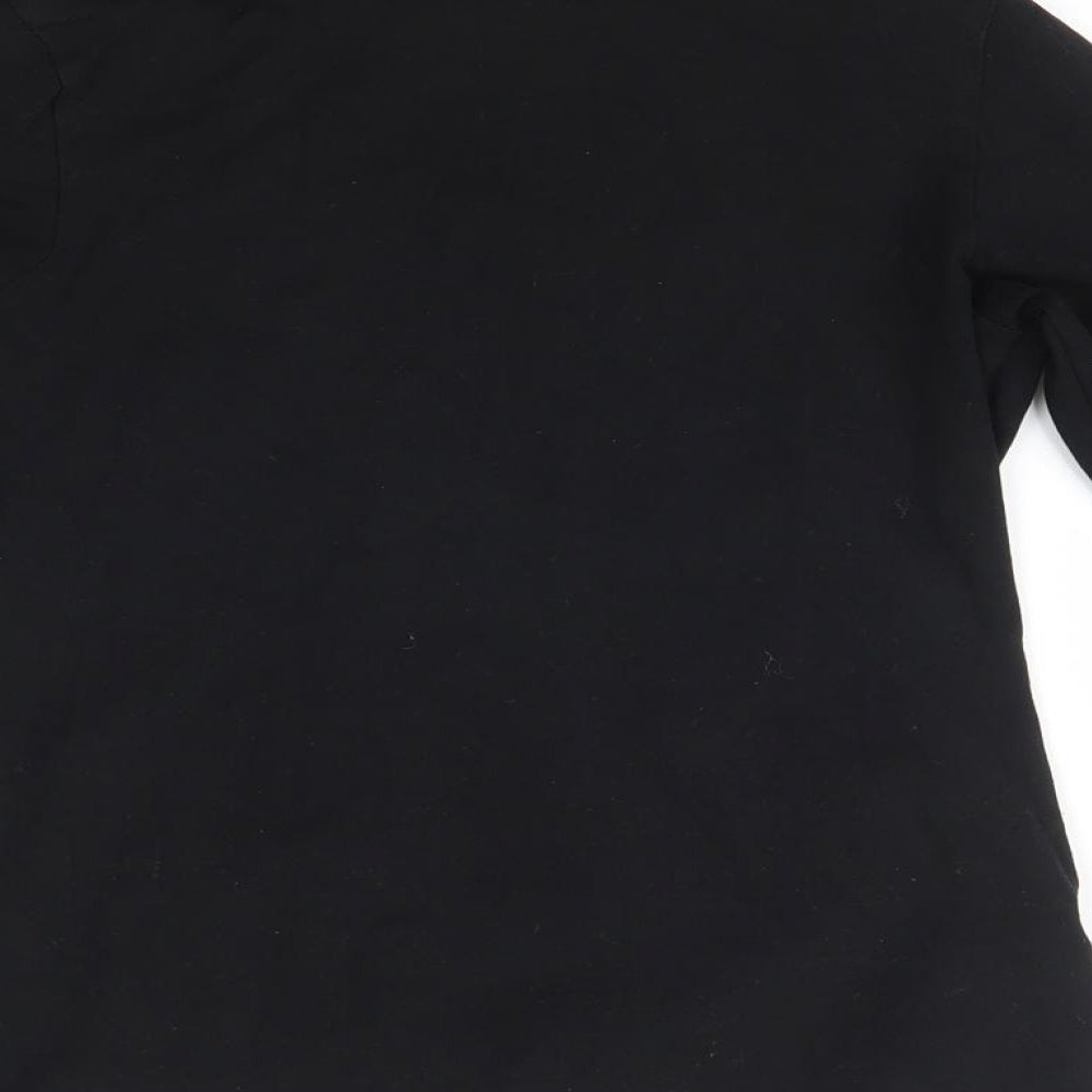 Crane Womens Black  Cotton Basic Blouse Size S Roll Neck