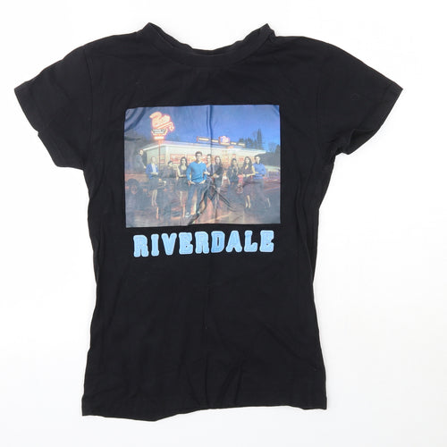 Primark Womens Black  100% Cotton Basic T-Shirt Size 2XS Round Neck