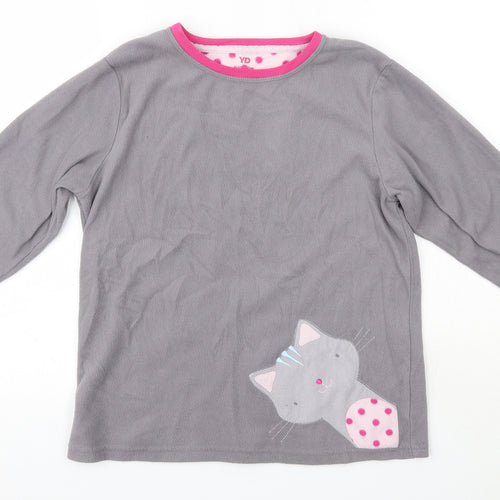 YD Girls Grey Solid Polyester Top Pyjama Top Size 11-12 Years   - Cats