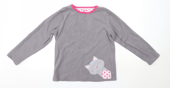 YD Girls Grey Solid Polyester Top Pyjama Top Size 11-12 Years - Cats