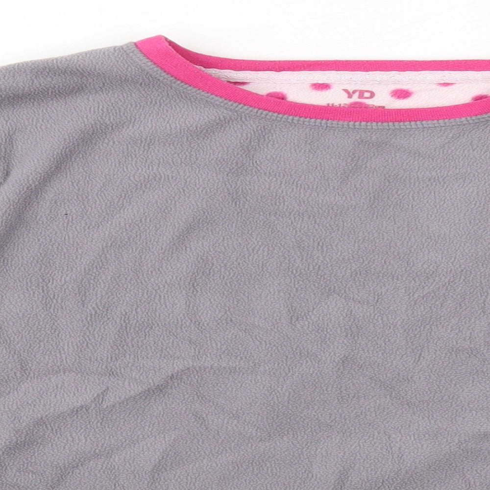 YD Girls Grey Solid Polyester Top Pyjama Top Size 11-12 Years   - Cats