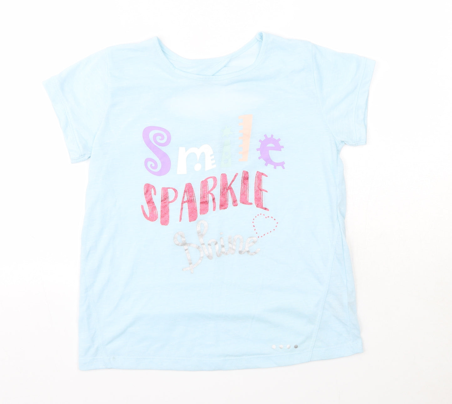 Matalan Girls Blue  Polyester Basic T-Shirt Size 12-13 Years Round Neck