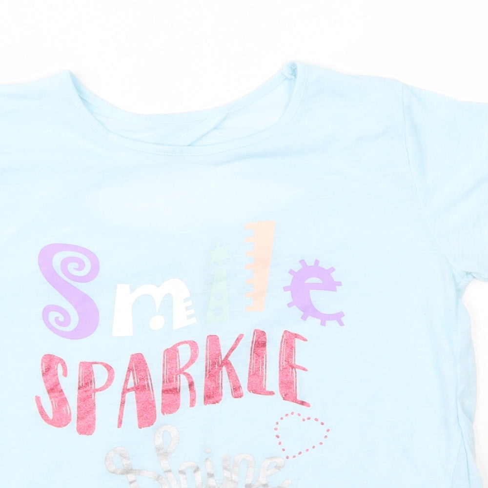 Matalan Girls Blue  Polyester Basic T-Shirt Size 12-13 Years Round Neck