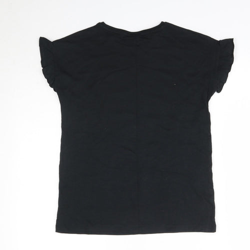 Matalan Girls Black  100% Cotton Basic T-Shirt Size 13 Years Round Neck