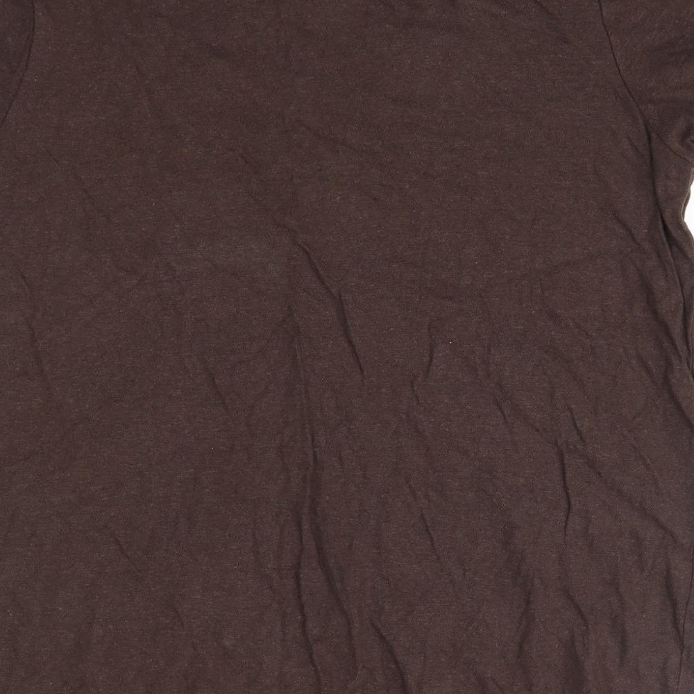 NEXT Womens Brown  Cotton Basic Blouse Size 16 Round Neck
