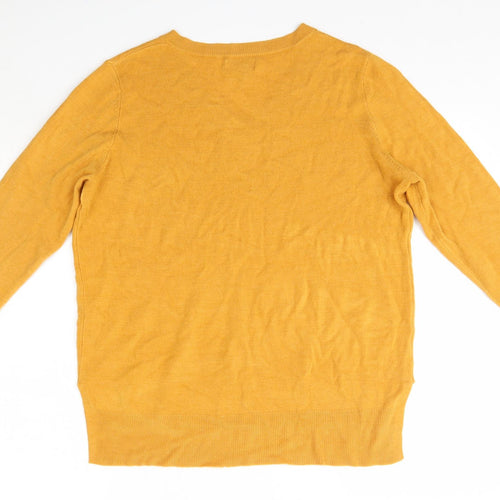 Primark Womens Yellow V-Neck  Acrylic Pullover Jumper Size M