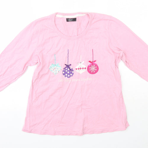 F&F Womens Pink Solid 100% Cotton Top Pyjama Top Size 12   - Christmas