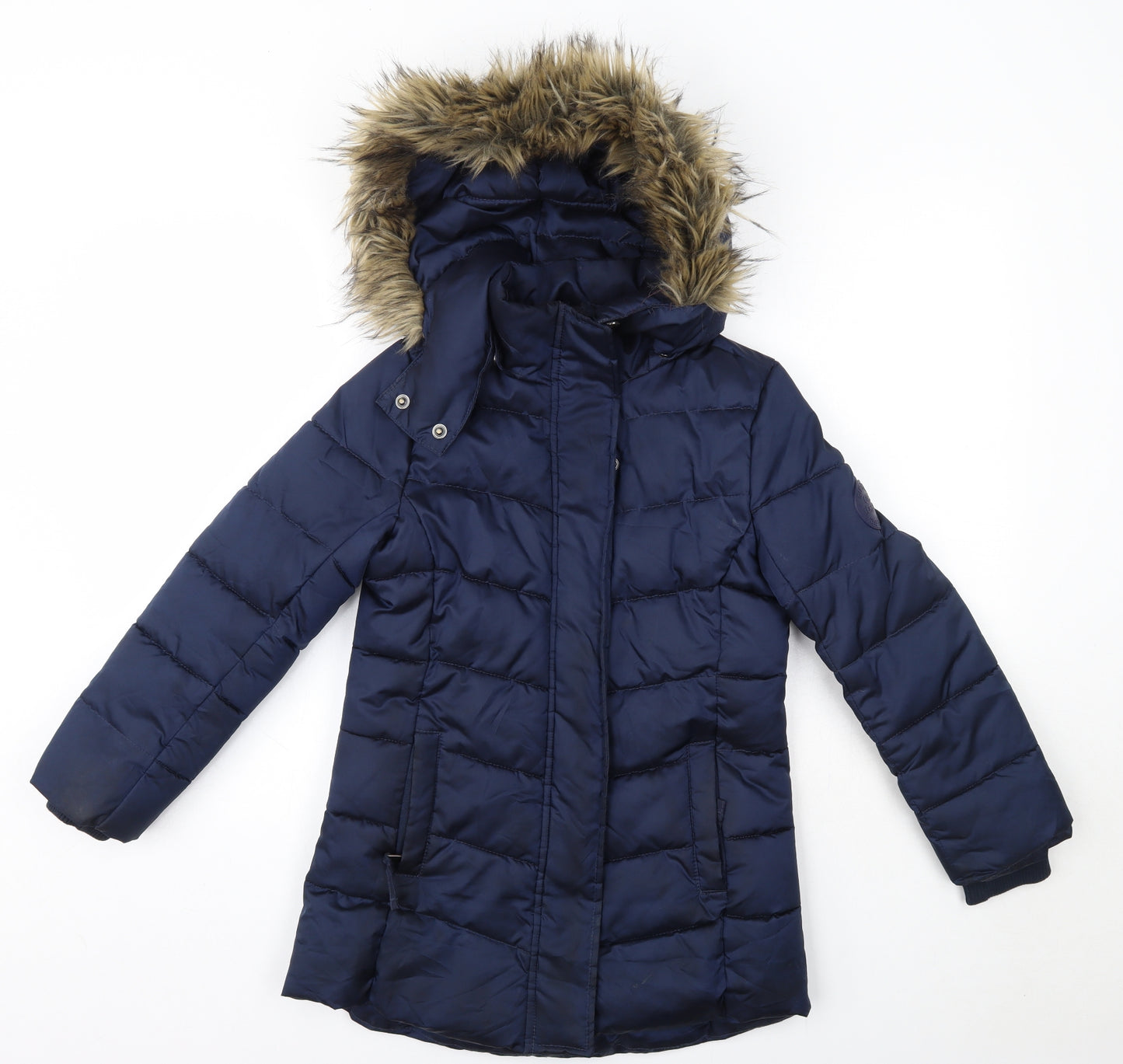 H&M Girls Blue   Parka Coat Size 9-10 Years